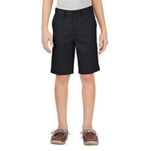 Dickies Boy's Flat Front Khaki Short Slim Fit Black, Size 14 NWT